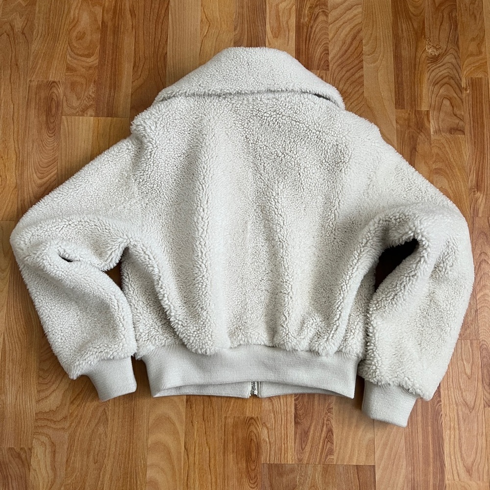 NWOT DSTLD Cream Lamb Shearling Jacket w zipper pockets fully lined SZ Small - Picture 8 of 14